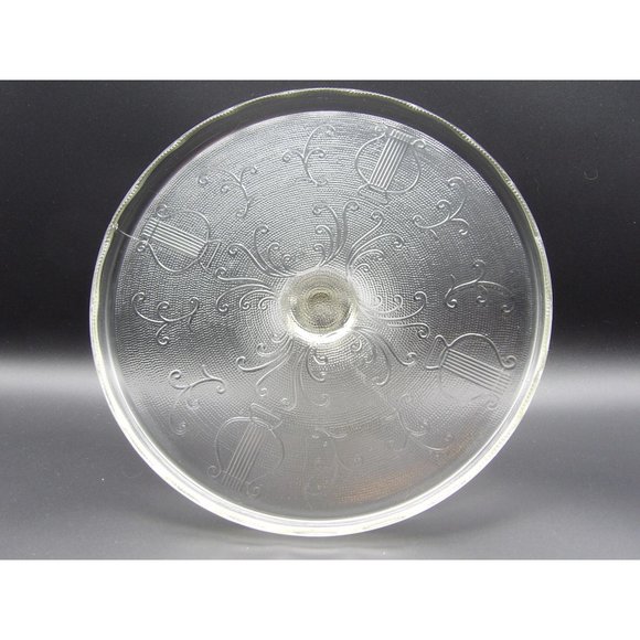 Vintage Jeannette Glass Co. Clear Depression Glass Cake Stand Harp Pattern 4 1/2 - Picture 6 of 10